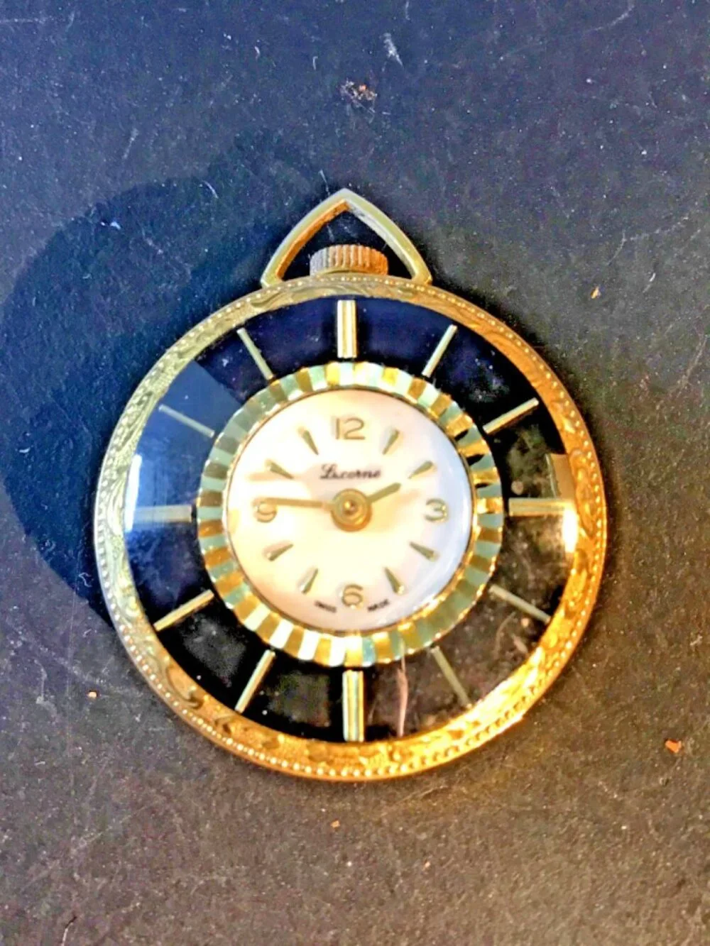 Vintage Lucerne Swiss Pendant Pocket Watch – 33.9 mm – Non‑Running – For Parts/R